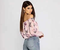 Flower Child Chiffon Cropped Blouse