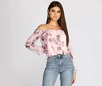 Flower Child Chiffon Cropped Blouse