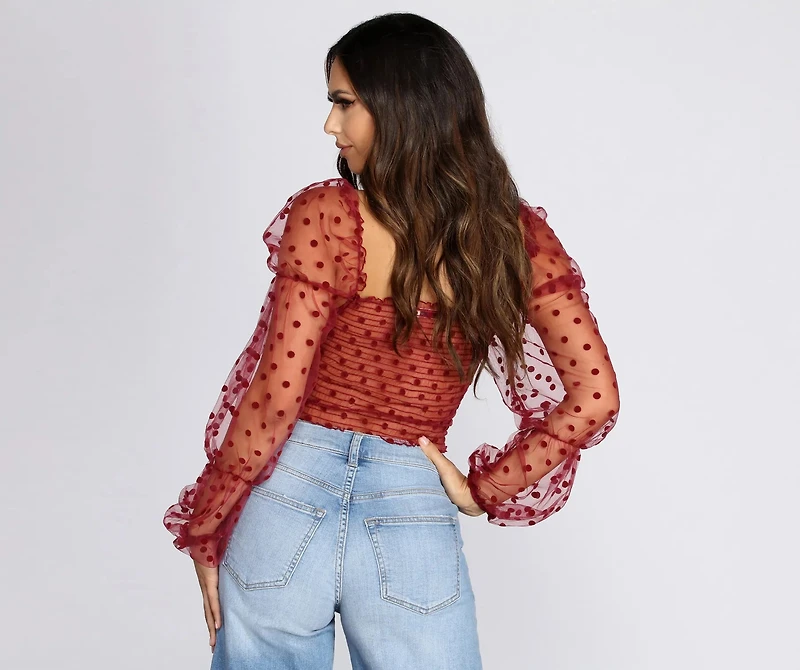 Pretty Polka Dot Smocked Top