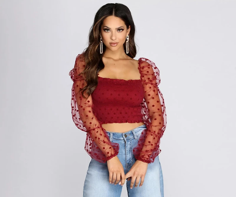 Pretty Polka Dot Smocked Top