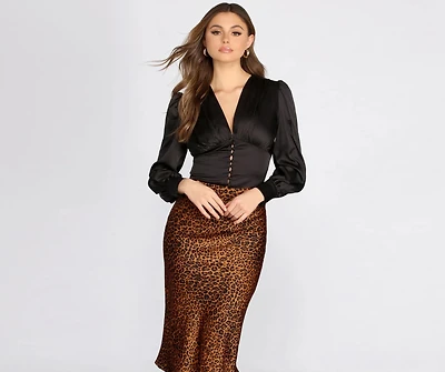 Satin Chic Buttoned Blouse