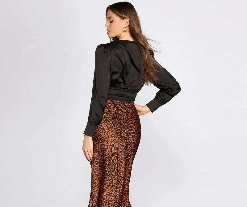 Satin Chic Buttoned Blouse