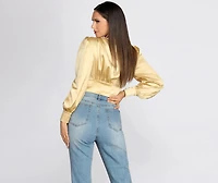 Satin Chic Buttoned Blouse