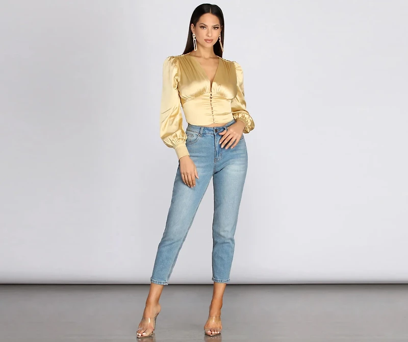 Satin Chic Buttoned Blouse