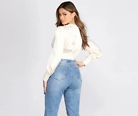 Satin Chic Buttoned Blouse