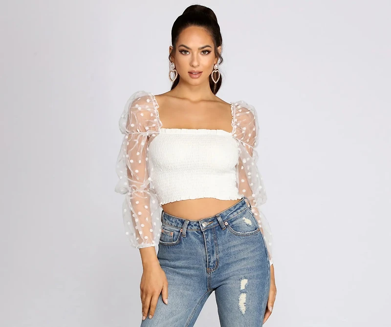 Pretty Polka Dot Smocked Top