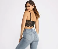 Scalloped Lace Rhinestone Bustier