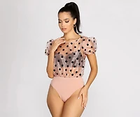 Spot On Polka Dot Organza Sleeve Bodysuit