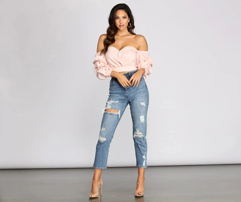 Sweet Like Me Puff Sleeve Crop Top