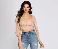 Spot Ya Polka Dot Ruched Crop Top