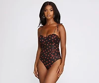 Struck By Cupid Heart Print Bodysuit