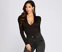 Statement Shoulders Collared Bodysuit