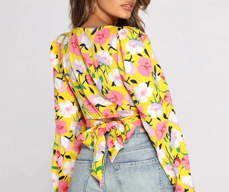 Flashy Florals Cut Out Crop Top
