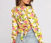Flashy Florals Cut Out Crop Top