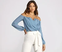 Sophisticated Chiffon Strapless Top