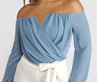 Sophisticated Chiffon Strapless Top