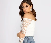 Lover Of Lace Off The Shoulder Bodysuit