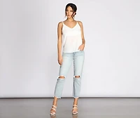 Basic V Neck Chiffon Tank