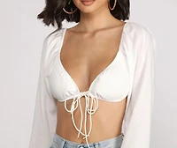 Crushing On You Long Puff Sleeve Crop Top