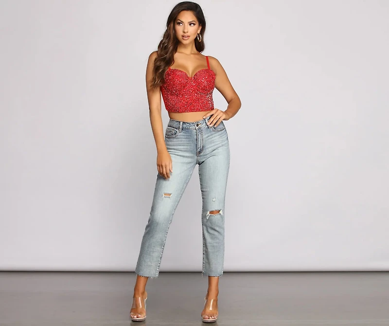 Daring Rhinestone Diva Cropped Bustier