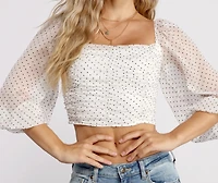 Spot Ya Polka Dot Ruched Crop Top