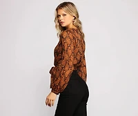 Fall Floral Wrap Front Crop Top