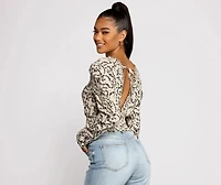 Sweet Intentions Smocked Knit Floral Crop Top