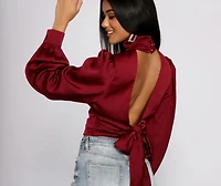 Sleek Glamour Open Back Satin Top