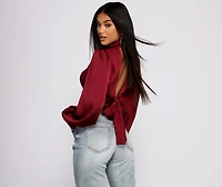 Sleek Glamour Open Back Satin Top