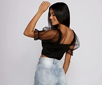 Sweet Impression Swiss Dot Crop Top