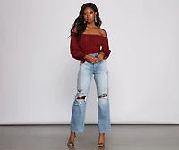 Tie Waist Off The Shoulder Crop Top