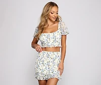 So Sweet Smocked Floral Crop Top