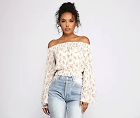 Floral Stunner Chiffon Smocked Top