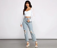 Floral Blossoms Chiffon Ruched Crop Top