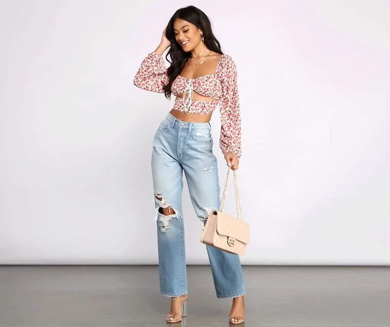 Sweetly Chic Tie Front Crop Top