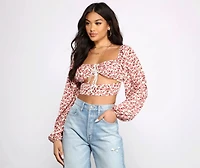 Sweetly Chic Tie Front Crop Top