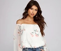 Off The Shoulder Floral Darling Blouse