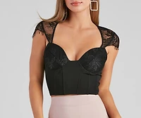 Sultry Lace Cap Sleeve Bustier