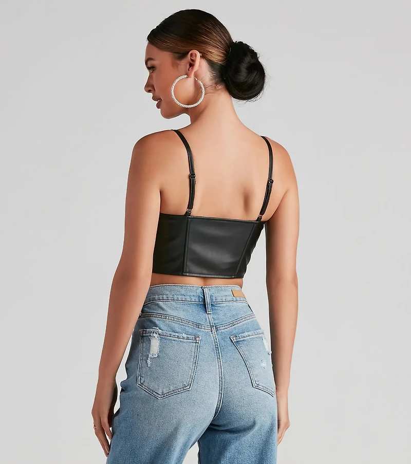 Bold Moment Faux Leather Corset Top