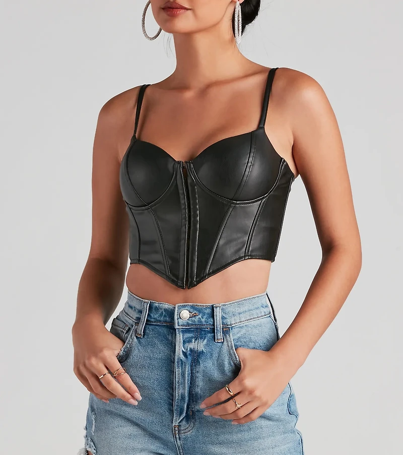 Bold Moment Faux Leather Corset Top