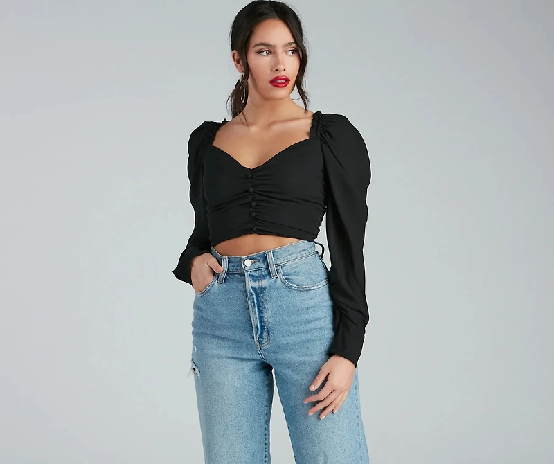 Chance For Romance Chiffon Puff Sleeve Top