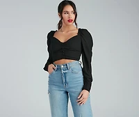 Chance For Romance Chiffon Puff Sleeve Top