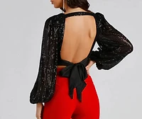 Step Up The Glam Sequin Crop Top