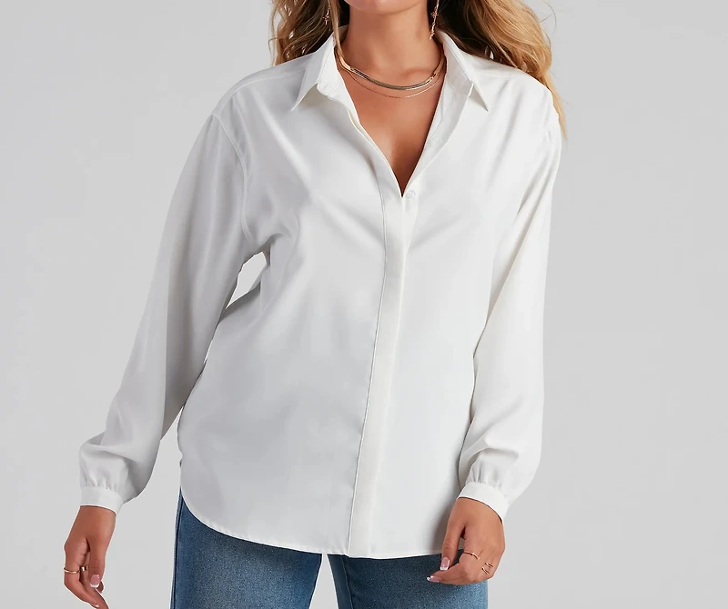 Office Chic Collared Button Up Blouse
