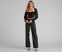 Chandelier Sequin Long Sleeve Crop Top