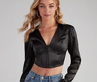 Be My Sweetheart Corset Satin Crop Top