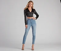 Be My Sweetheart Corset Satin Crop Top