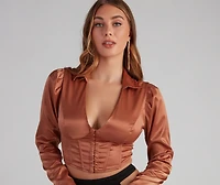 Be My Sweetheart Corset Satin Crop Top