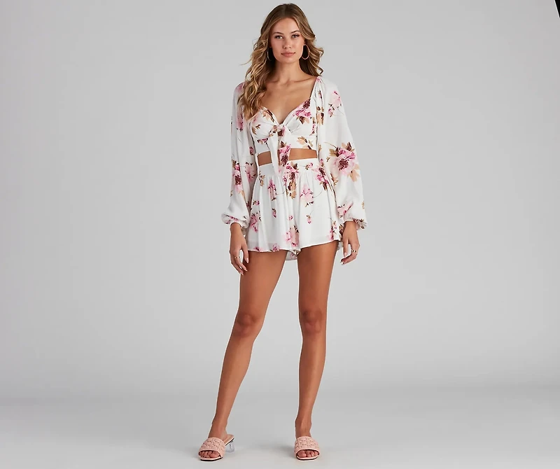 Too Sweet Tie-Front Floral Top