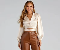 Satin Dreams Tie-Waist Chain Necklace Top